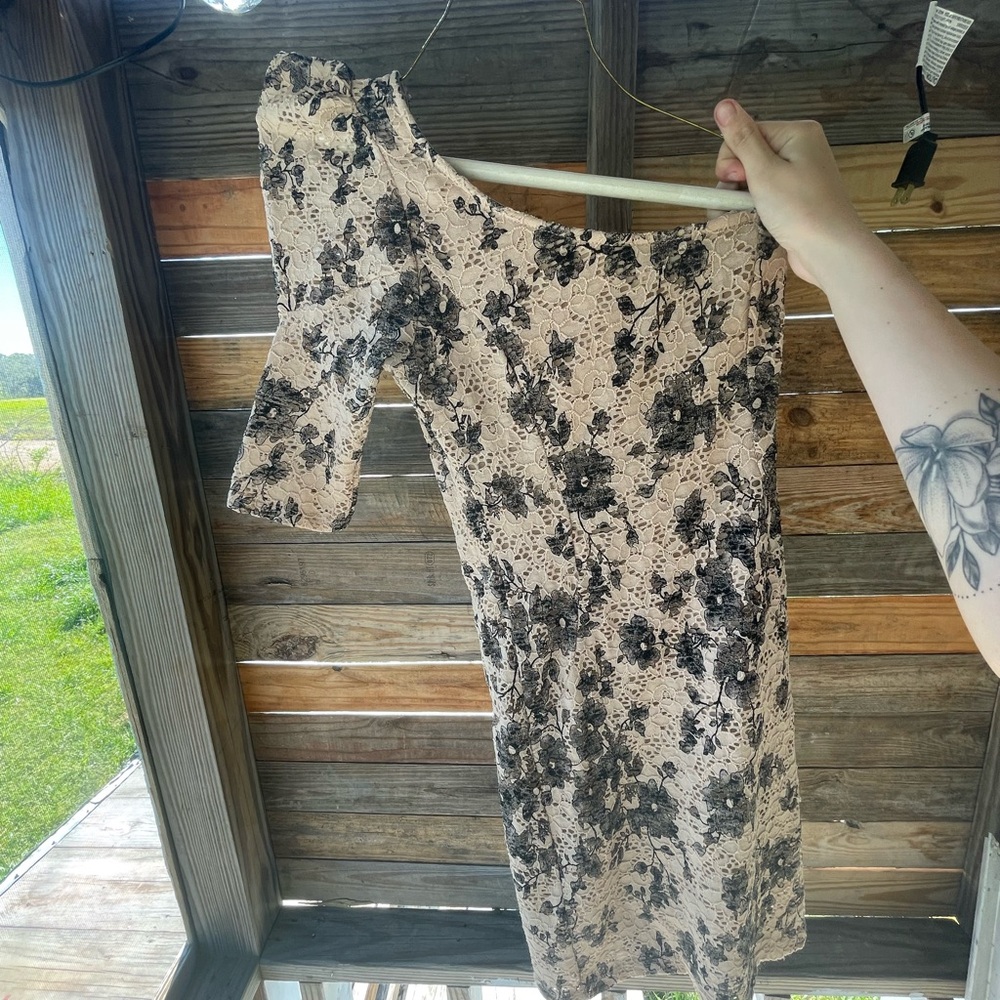 Floral Black and Cream Women's Dress